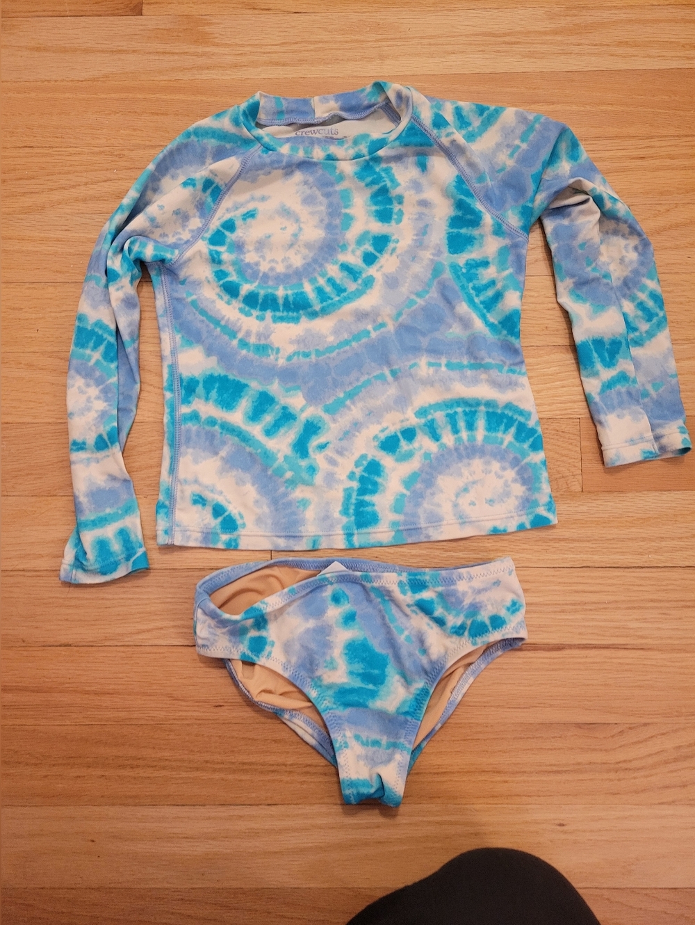 J. Crew Crewcuts Kids Blue Tie-Dye Rash Guard Swim Set SIZE 4-5